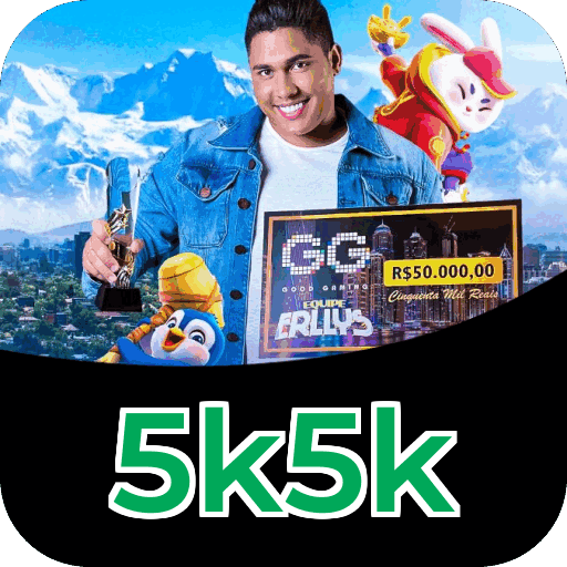 Interface do aplicativo 5k5k mostrando jogos disponíveis no iOS e Android